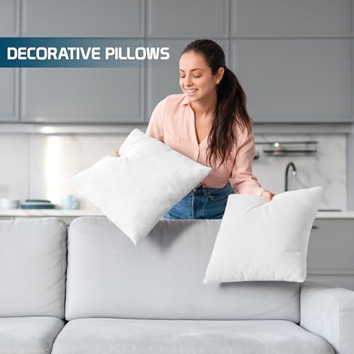 Utopia Bedding Throw Pillows (Set of 4, White) – 18 x 18 Inches Down Alternative Pillows for Bed, Sofa, and Couch - Fluffy...