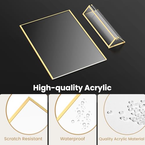 YOAEAILY Acrylic Sign Holder 8.5X11 Gold Frames Double-Sided Gold Picture Frames Flyer Holder for Menu Holder Wedding Tabl...
