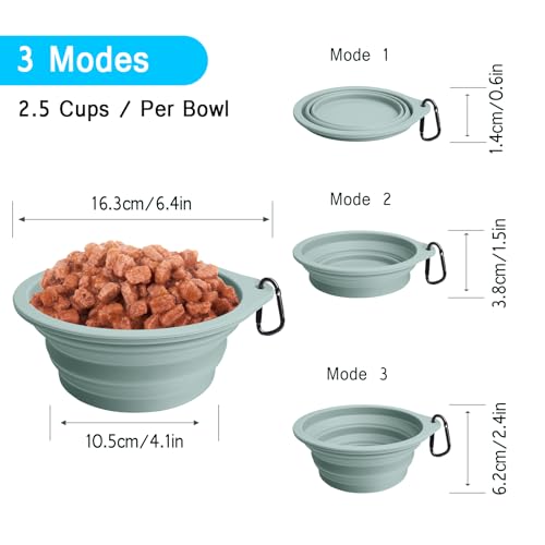 PetBonus 2-Pack Silicone Collapsible Dog Bowls, BPA Free Dishwasher Safe, Portable Foldable Expandable Travel Bowl, Food W...