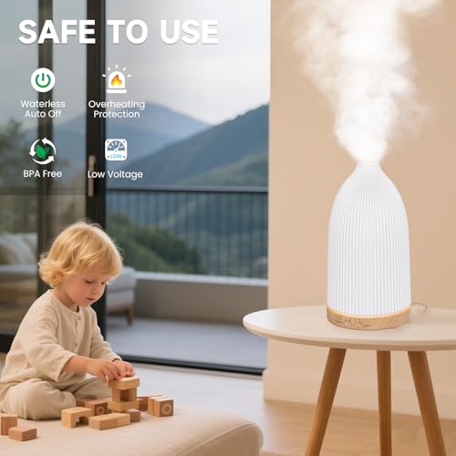 URPOWER 100ML Essential Oil Diffusers for Home, Ultrasonic Aromatherapy Diffuser with 7 Color Changing Lights, Timer & Aut...