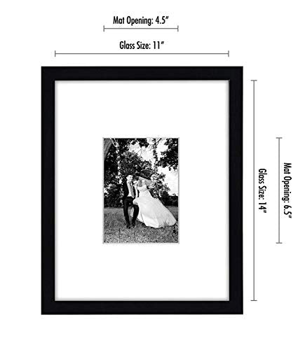 Americanflat 11x14 Picture Frame with Shatter-Resistant Glass - Use as 5x7 Frame with Mat or Display 11x14 Photo Without M...