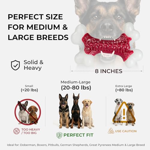 Kseroo Indestructible Dog Toys for Aggressive Chewers: Beef Flavored Hard Nylon Bone Chew Toys, Tough Dog Chew Toys for La...