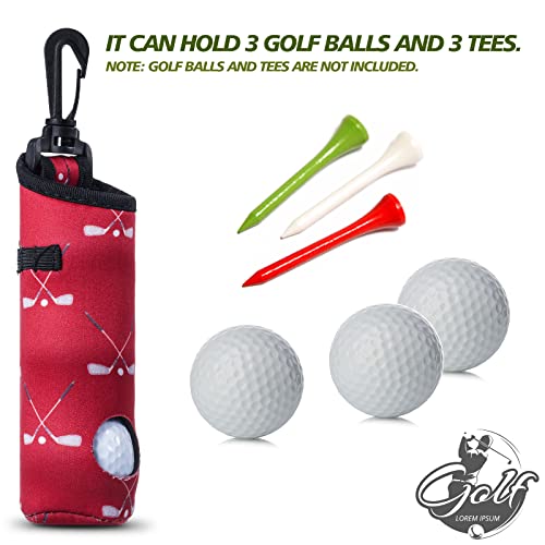 4 Pieces Golf Tee Holder Golf Ball Carry Bag Pouch Ball Holder Keychain Belt Clip Gifts Accessories