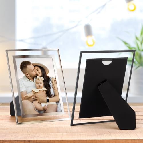 Giftgarden 5x7 Picture Frames Modern 5 by 7 Inch Glass Picture Frame Friends Gifts for 5x7 Photos Display, Pack of 2