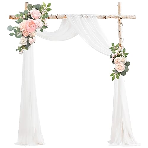 AitnWoy Artificial Wedding Arch Flowers Kit 2 PCS Dust Rose Flowers Silk Peony Floral Swag Welcome Sign for Wedding Ceremo...