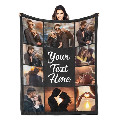 Printwoo Custom Blanket with Picture Text Customized Throw Personalized, Customizable, Photo Blankets Customize Gifts for ...