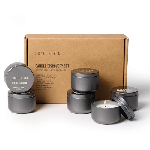 Craft & Kin Scented Votive Candle Gift Set of 6 | Small Luxury Scented Candles Holiday Gift Set for Home | Candle Box with...