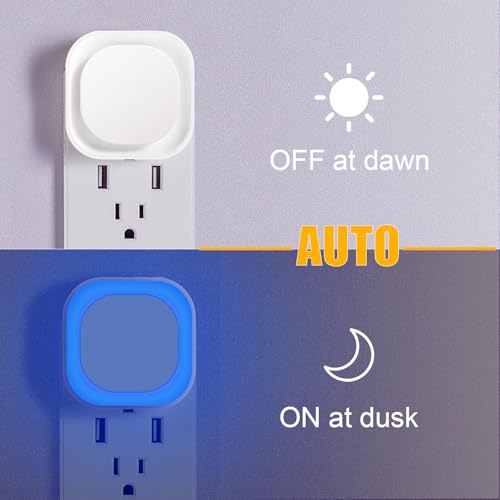 YUNLEX 2 Pack Azure Night Light, Crisp Modern Glow with Dimmable Soft Light & Indirect Reflection, Auto Dusk to Dawn Senso...