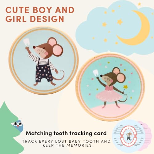 Little Shroomie Baby Tooth Keepsake Box – Wooden Beechwood Tooth Fairy Holder & Memory Capsule for First Tooth, Curl & Umb...