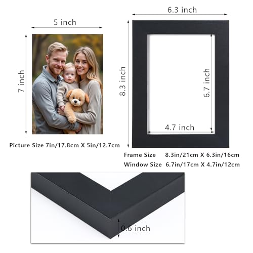 Epecfan 5x7 Double Hinged Picture Frame - Black Foldable Photo Frame with Real Glass, Adjustable Vertical & Horizontal Dis...