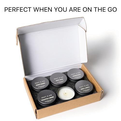 Craft & Kin Scented Votive Candle Gift Set of 6 | Small Luxury Scented Candles Holiday Gift Set for Home | Candle Box with...