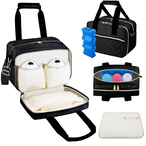 Breastmilk Cooler Bag with Ice Pack, Wearable Breast Pump Storage Bag, Insulated Bottle Travel Bag Compatible with Momcoz...