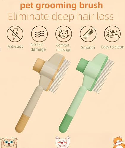 WGICPBZ Zen Brush for Cats & Dogs, Avatore Zenbrush Pet Comb, Self-Cleaning Grooming Brush, Stainless Steel Teeth for Shed...