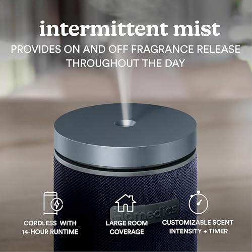 Homedics SereneScent Waterless Essential Oil Diffuser, Cordless Rechargeable Aromatherapy Diffuser for Home, Large Room Sc...