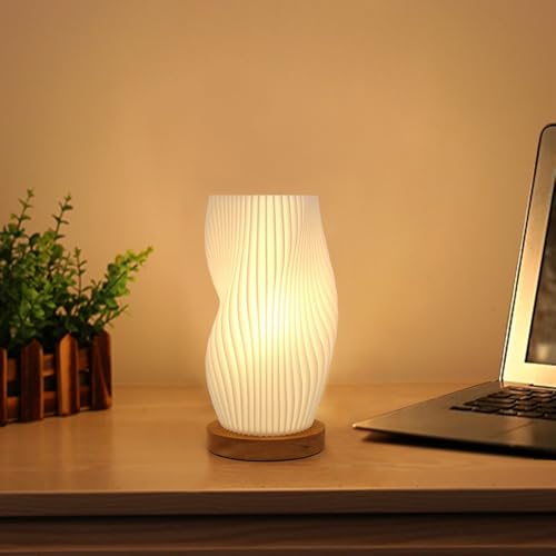 Zenply Novelty Small Table Lamp for Bedroom,Vintage Style Striped Small Night Light Lamp, Mini Bedside Lamp for Living Roo...