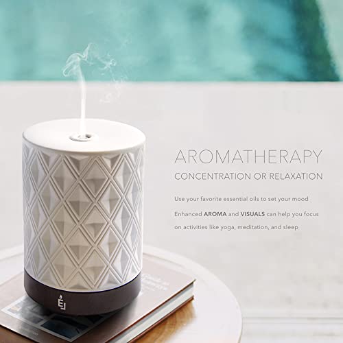 Earnest Living Essential Oil Diffuser for Large Room White Ceramic 250ml Aromatherapy Diffuser with 4 Timers 7 Night Light...