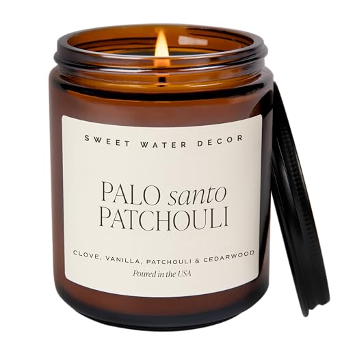 Sweet Water Decor Palo Santo Patchouli Soy Candle - Black Pepper, Clove Leaf, Nutmeg and Lavender Scented Candles for Home...