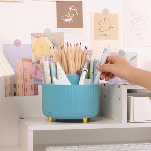 SKYDUE Makeup Organizer, Rotating Pencil Pen Holder for Desk, Dual-Purpose Desktop Organizer for Cosmetics & Pens, Makeup ...
