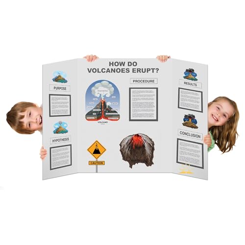 Rsgift 4 Pcs Small Tri-fold Poster Boards with Double Sided Tapes and Cardboard,21.2x13.8 inches,Corrugated Presentation B...