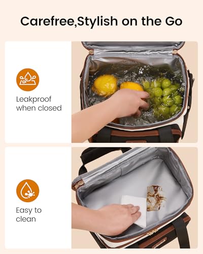 LOVEVOOK Insulated Lunch Bag For Women Men,Expandable Double Deck Lunch Box With Large Cup Holder,Leakproof Cooler Bag For...