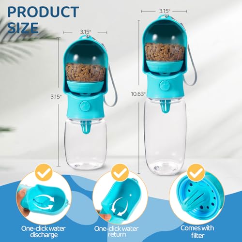 Dog Water Bottle with Food Storage Compartment Portable Pet Dispenser Dogs Stuff Water Bottle Puppy Supplies Portable Trav...