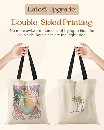 Miss Adola Aesthetic Tote Bag for Girls - with Magnetic Buckle and Zipper Inner Pocket for Women Lady Canvas Cotton Tote Bag