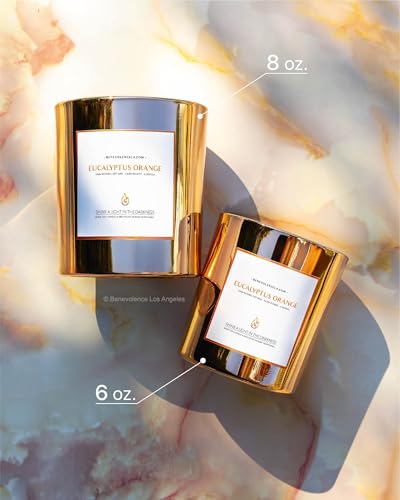 Benevolence LA Eucalyptus Orange Wood Wick Candles | Soy Christmas Scented Candles for Home | Holiday Candle Gifts for Wom...