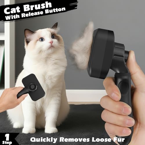 3PCS Cat Grooming Supplies, Cat Brush & Nail Clipper/Trimmer & Flea Comb for Shedding Indoor Cats Essentials Stuff Accesso...