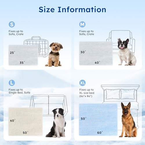 ZOMISIA Cooling Blanket for Large Dogs - High Cold Washable Pet Blanket, Travel Soft Dog Summer Essentials, Grey, 40"x50"