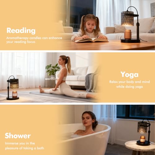 WYghyronic Candle Warmer Lamp with Adjustable Height & Timer - 4-Level Dimmable Wax Warmer for Jar Candles, Includes 2 Bul...