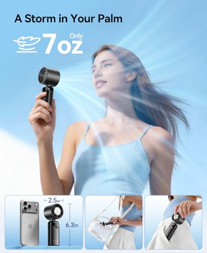 KIMMOO Handheld Portable Turbo Fan with Ice Cooler, Powerful 21000 RPM, Speed (1-199), Up to 14Hrs Cooling, Rechargeable P...
