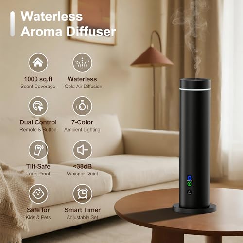 Maromalife Waterless Diffuser, Essential Oil Diffuser, 1000 Sq.Ft Coverage Scent Diffuser – Plug-in Only, Adjustable Mist,...