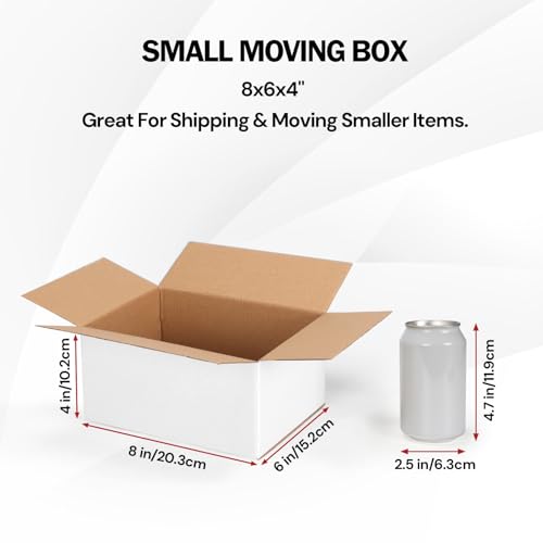 Rempry 30 Pack 8x6x4 Shipping Boxes White, Small Corrugated Cardboard Box for Mailing, Packaging Small Business, Kraft Mai...