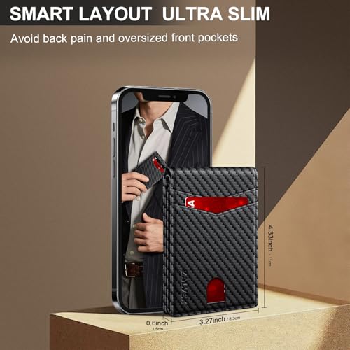 Wallet for Men Slim RFID Blocking Leather Credit Card Holder Wallet for 14 Cards, Bifold Minimalist Thin Wallet with 2 ID ...