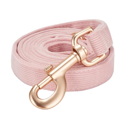 Ewinoom Soft Corduroy Dog Collar and Leash Set Adjustable Durable Dog Collars with Metal Buckle and Lead for Female Small ...