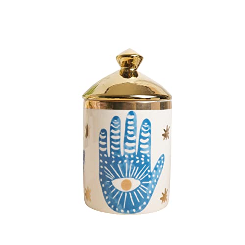 Beccalame Big Eye Aromatherapy Candle Jar With Lid Ceramic Makecup Cotton Swab Holder Home Deocrative Bottler, Home Firepl...