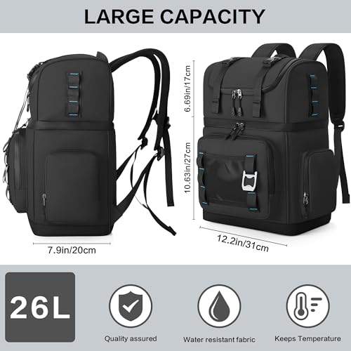 YOUNGOA Large Waterproof Insulated Cooler Backpack for Men & Women, Double Decker Leak Proof Cooler Backpack for Beach, Ca...