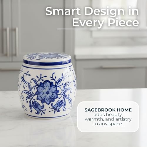 Decorative Scented Candle with Lid for Living Room Decor - Chinoiserie Floral Vine Pillar Candle for Bedroom or Bathroom D...