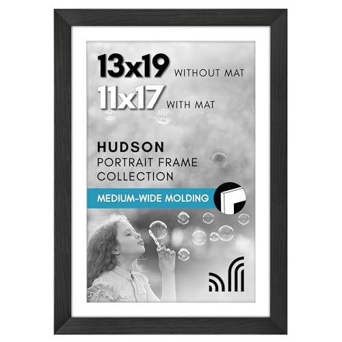 Americanflat 13x19 Picture Frame with Shatter-Resistant Glass - Use as 11x17 Frame with Mat or Display 13x19 Photo Without...