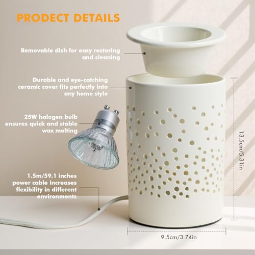 Bobolyn Ceramic Electric Wax Melt Warmer Candle Warmer Lamp Melt Wax Cube Melter Fragrance Warmer- Ideal Gift for Wedding,...