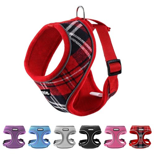 AIITLE Small Dog Harness, Triple-Layer Breathable Plaid Mesh, Adjustable Fit & Reflective Design, Choke-Free Over-The-Head...