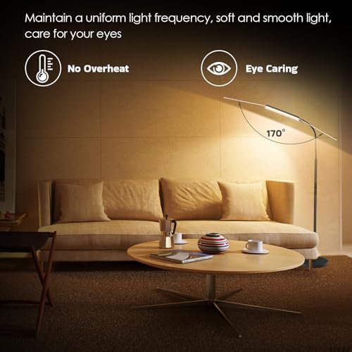 Dimunt LED Floor Lamp, Bright 15W Floor Lamps for Living Room with 1H Timer, Stepless Adjustable 3000K-6000K Colors & Brig...