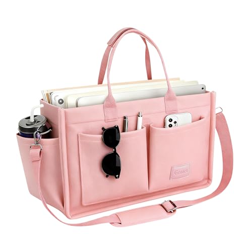 Canvas Tote Bag for Women With Pockets, Laptop Work Crossbody Purses Everything Shoulder Tote Bag Everyday Satchel Handbags