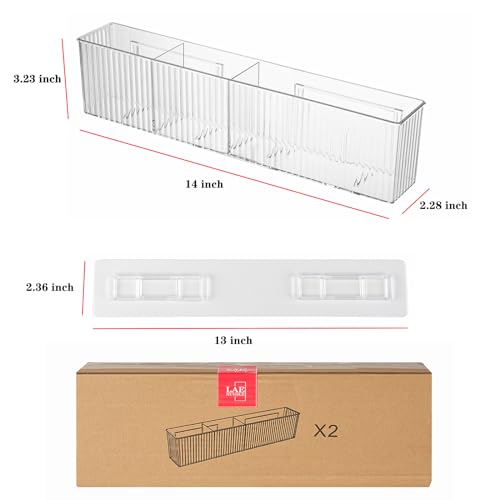 2 Pack Bathroom Makeup Organizer Wall Mount Clear Bathroom Organizers and Storage with 3 Compartments Plastic Storage Orga...