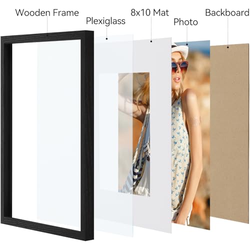 Vittanly 11x14 Picture Frame, Display Pictures 8x10 with Mat or 11x14 without Mat, Photo Frame for Wall Mounting, Black, 1...