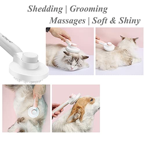 SimpleDot Self Cleaning Slicker Brush for Dogs and Cats, Pet Grooming Hair Brush, Removes Undercoat, Loose Hair, Mats, Tan...
