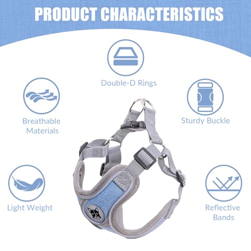 Patas Lague Dog Harness with Leash Set for Small Medium Dogs, No Pull No Choke Reflective Step in X Head Pet Harness Vest ...