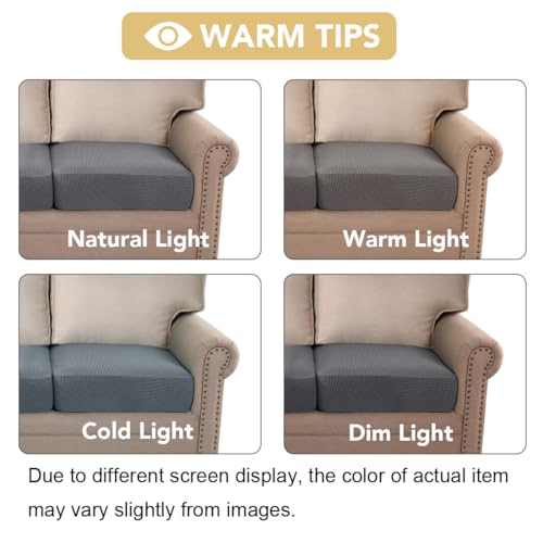 H.VERSAILTEX High Stretch Individual Seat Cushion Covers 3 Pack Thick Jacquard Textured Twill Fabric Sofa Slipcovers for 3...