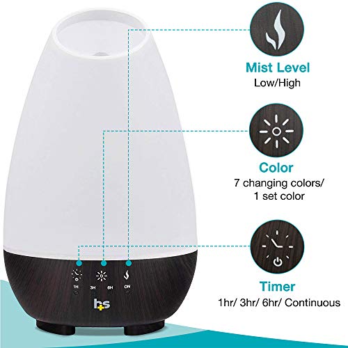 HealthSmart 500ML Essential Oil Diffuser for Large Rooms, Cool Mist Humidifier and Aromatherapy Diffuser, Adjustable Time...