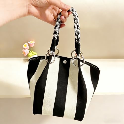 Anopo Knit Bucket Bag Small Tote Purse for Women Wristlet Handbag with Magnetic Closure Detachable Handle 5.9"*8.3"